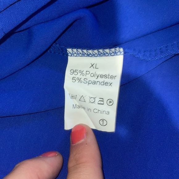 Button down blouse. Blue with brown/tortoise  buttons - Picture 3 of 3